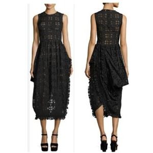 Simone Rocha Eyelet Midi Dress Sleeveless Draped Back Dress Size 2 NWT $1,770